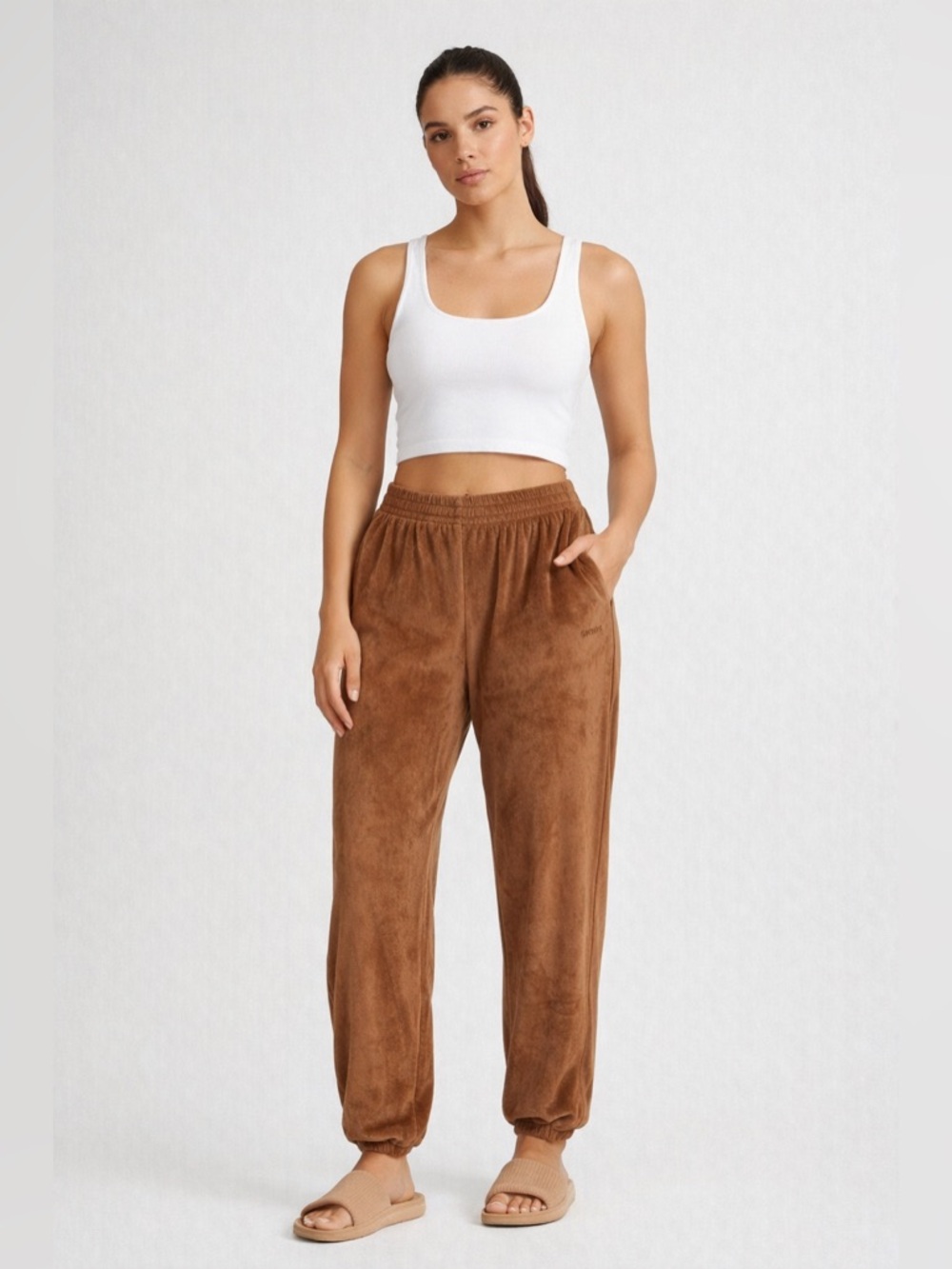 SKIMS Velour Joggers Brown Copper Soft Lounge Minimalist Size M
